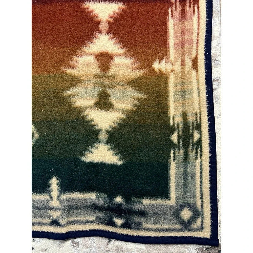 Vintage Beiderlack Blanket Aztec Colorful Reversible Southwest 76x54 Desert